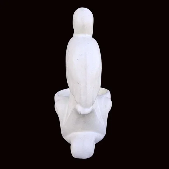 Matte White Pottery Bird Planter Trinket Bowl Mid-Century Modern 6 Inch - Picture 10 of 14